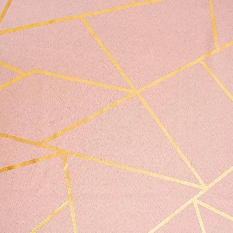 90x156 In Metallic Geometric Design Polyester Rectangle Tablecloth - Image 12