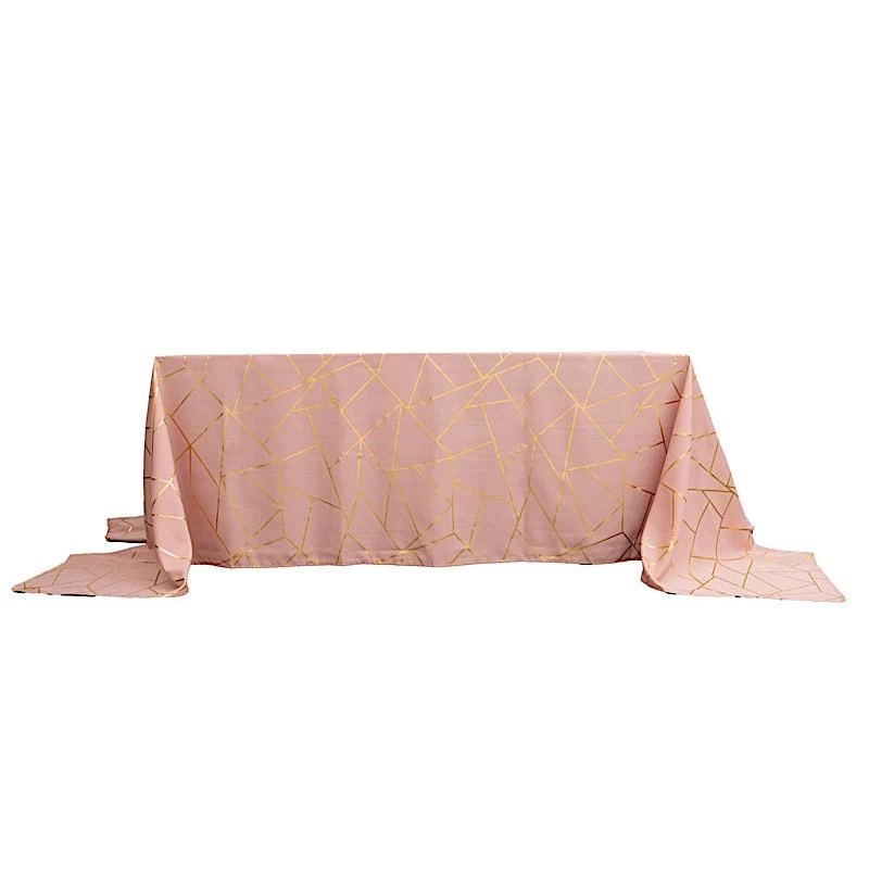 90x156 In Metallic Geometric Design Polyester Rectangle Tablecloth - Image 16