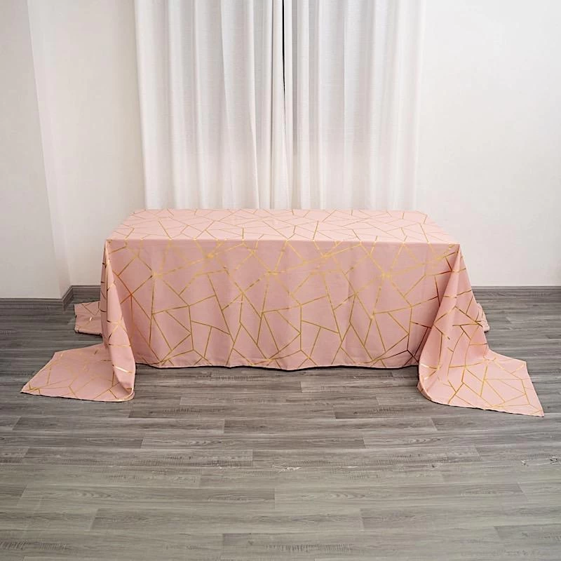 90x156 In Metallic Geometric Design Polyester Rectangle Tablecloth - Image 19