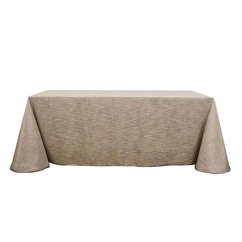 90x156 In Rectangular Premium Polyester Faux Burlap Tablecloth - Image 7