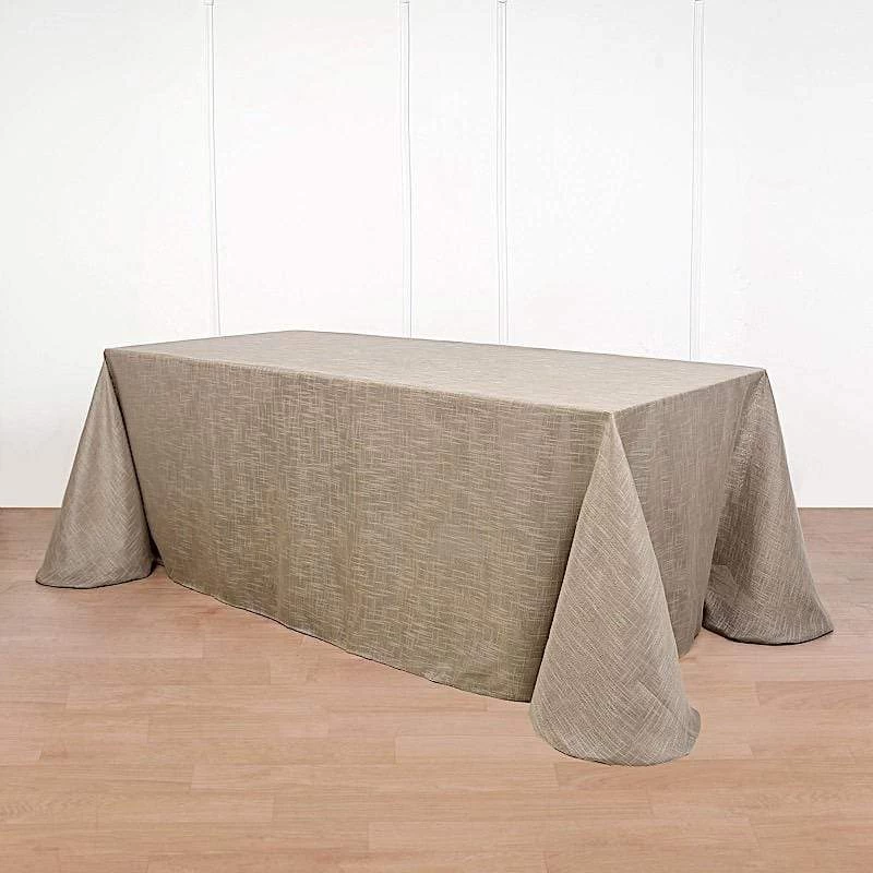 90x156 In Rectangular Premium Polyester Faux Burlap Tablecloth - Image 8