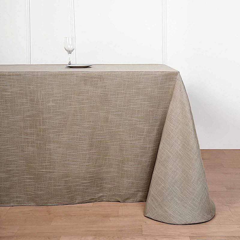 90x156 In Rectangular Premium Polyester Faux Burlap Tablecloth - Image 11