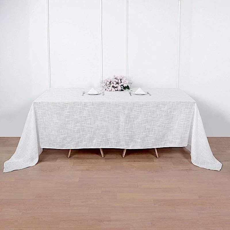 90x156 In Rectangular Premium Polyester Faux Burlap Tablecloth - Image 16