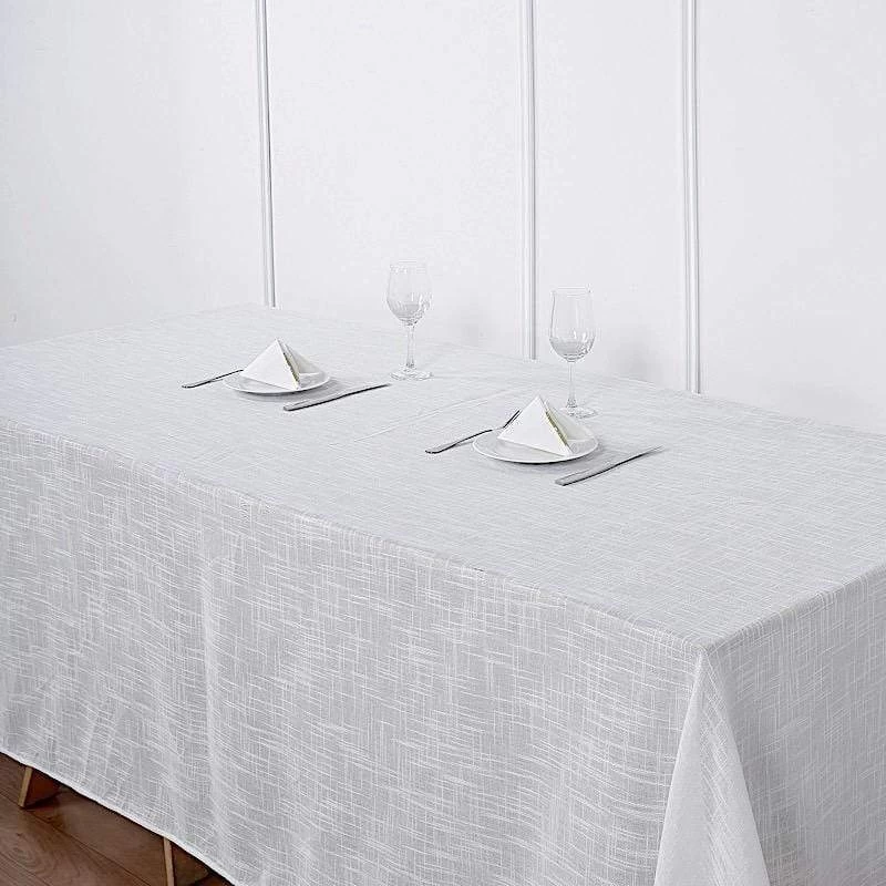 90x156 In Rectangular Premium Polyester Faux Burlap Tablecloth - Image 18