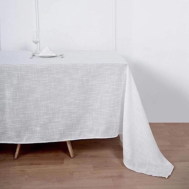 90x156 In Rectangular Premium Polyester Faux Burlap Tablecloth - Image 19