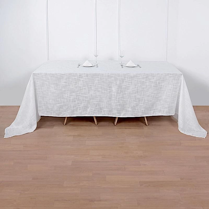 90x156 In Rectangular Premium Polyester Faux Burlap Tablecloth - Image 15