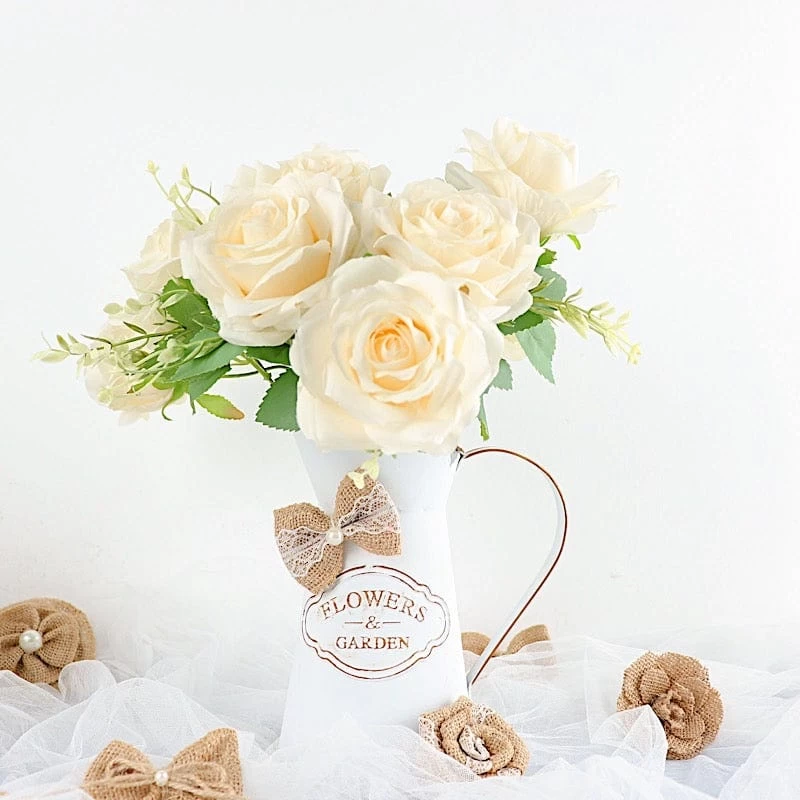 24 Natural Burlap Ribbons Assorted Pre Tied Bows And Flowers - Image 6