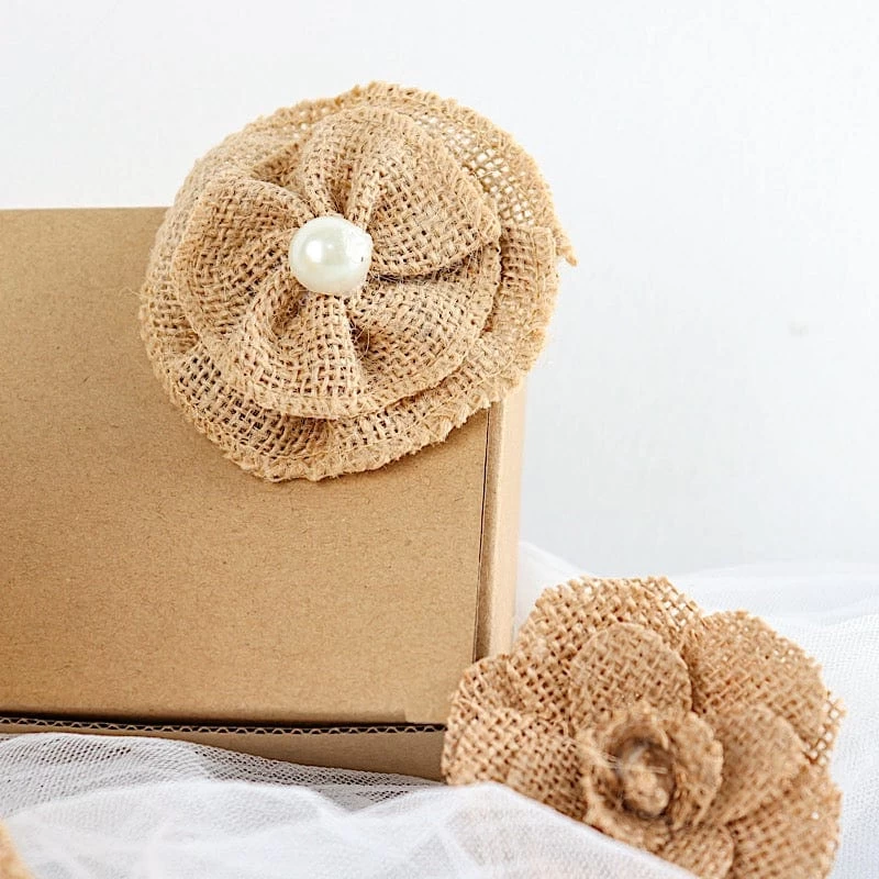 24 Natural Burlap Ribbons Assorted Pre Tied Bows And Flowers - Image 9