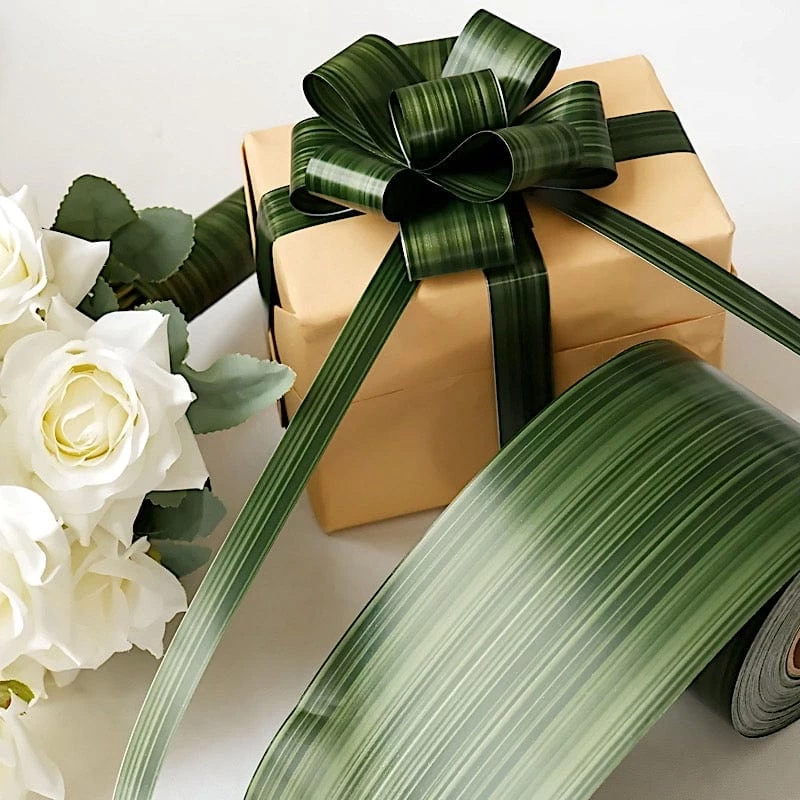 Green 50 Yards 4 In Satin Ribbon Roll With Two Sided Ti Leaf Pattern - Image 5