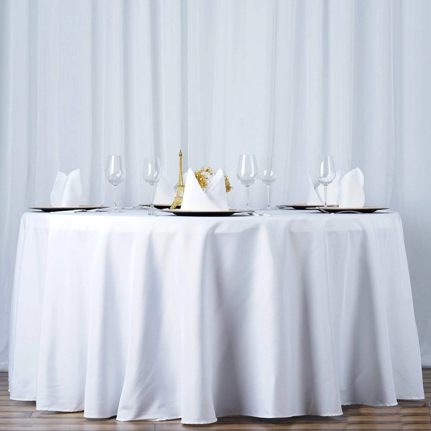 108 In Premium Polyester Round Tablecloth Wedding Party Supplies - Image 18