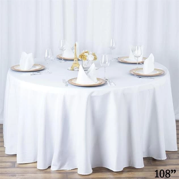 108 In Premium Polyester Round Tablecloth Wedding Party Supplies - Image 14