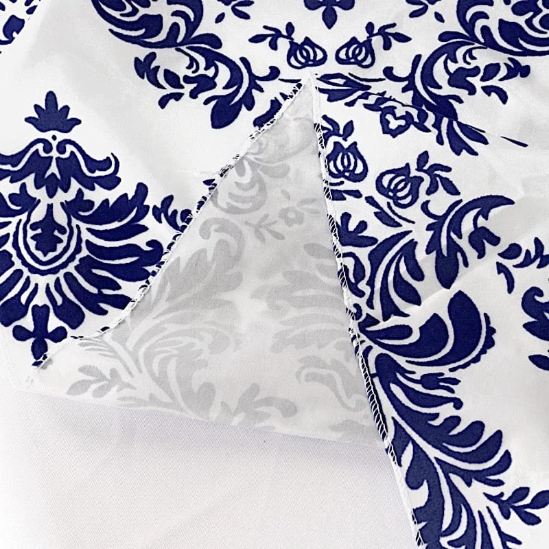 120 In Damask Taffeta Round Tablecloth With Velvet Flocking - Image 7