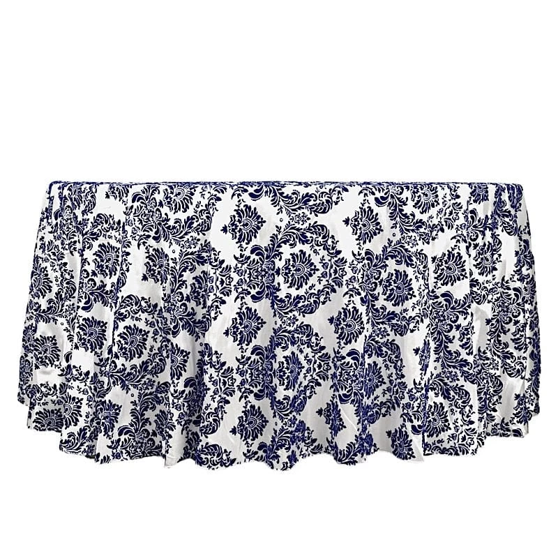 120 In Damask Taffeta Round Tablecloth With Velvet Flocking - Image 3