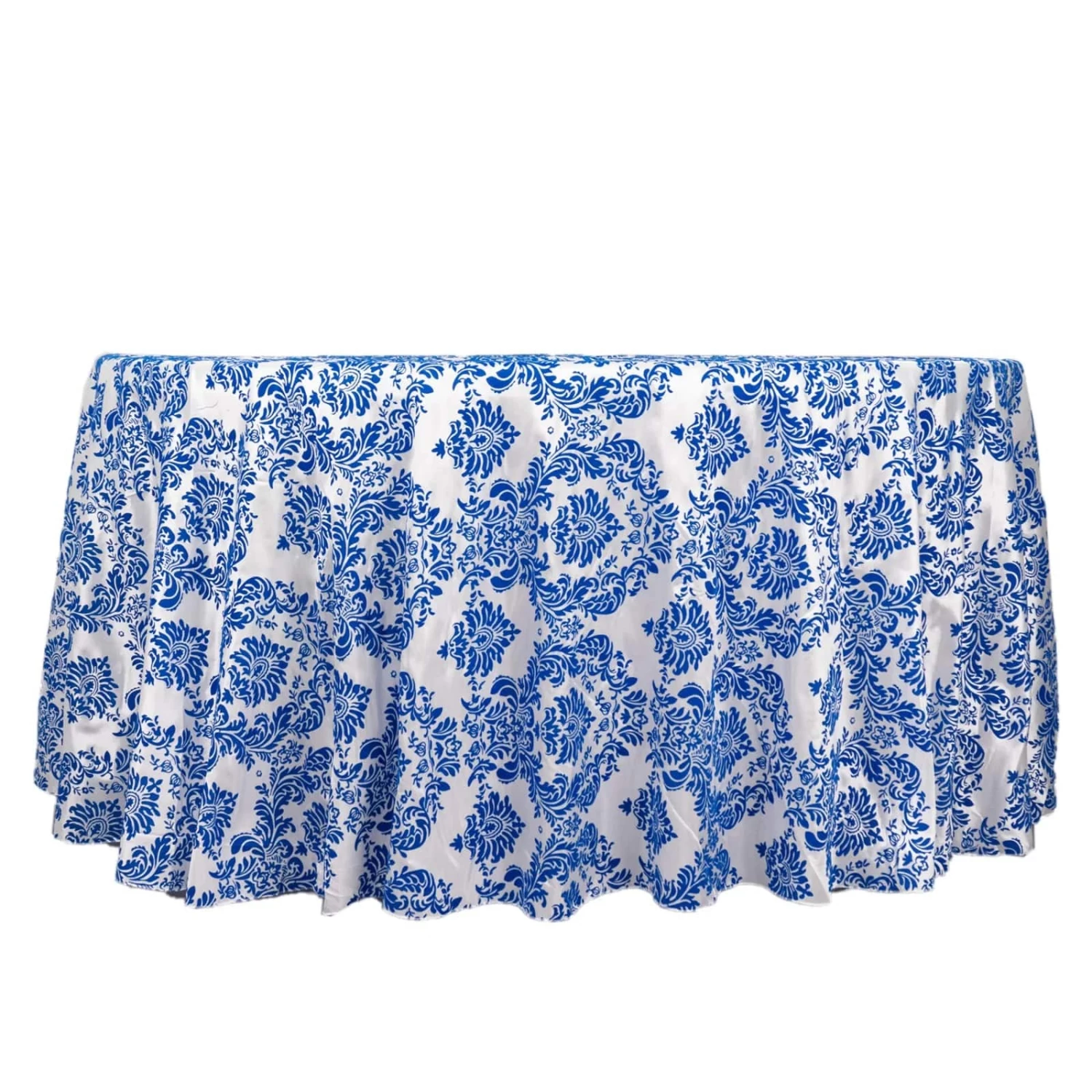 120 In Damask Taffeta Round Tablecloth With Velvet Flocking - Image 16