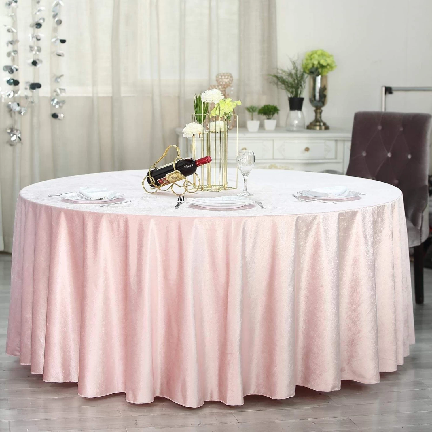 120 In Round Premium Velvet Tablecloth - Image 10