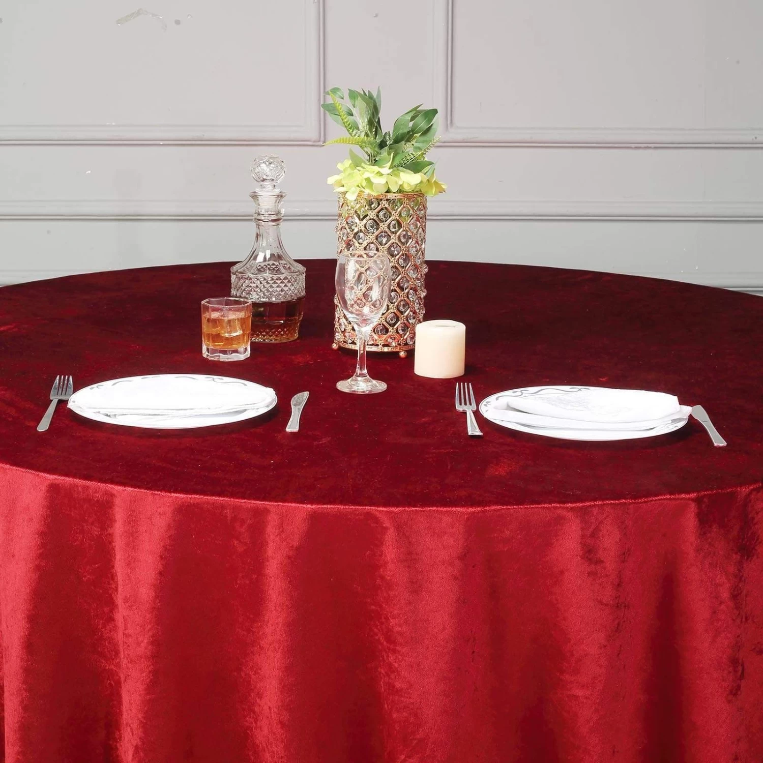 120 In Round Premium Velvet Tablecloth - Image 18