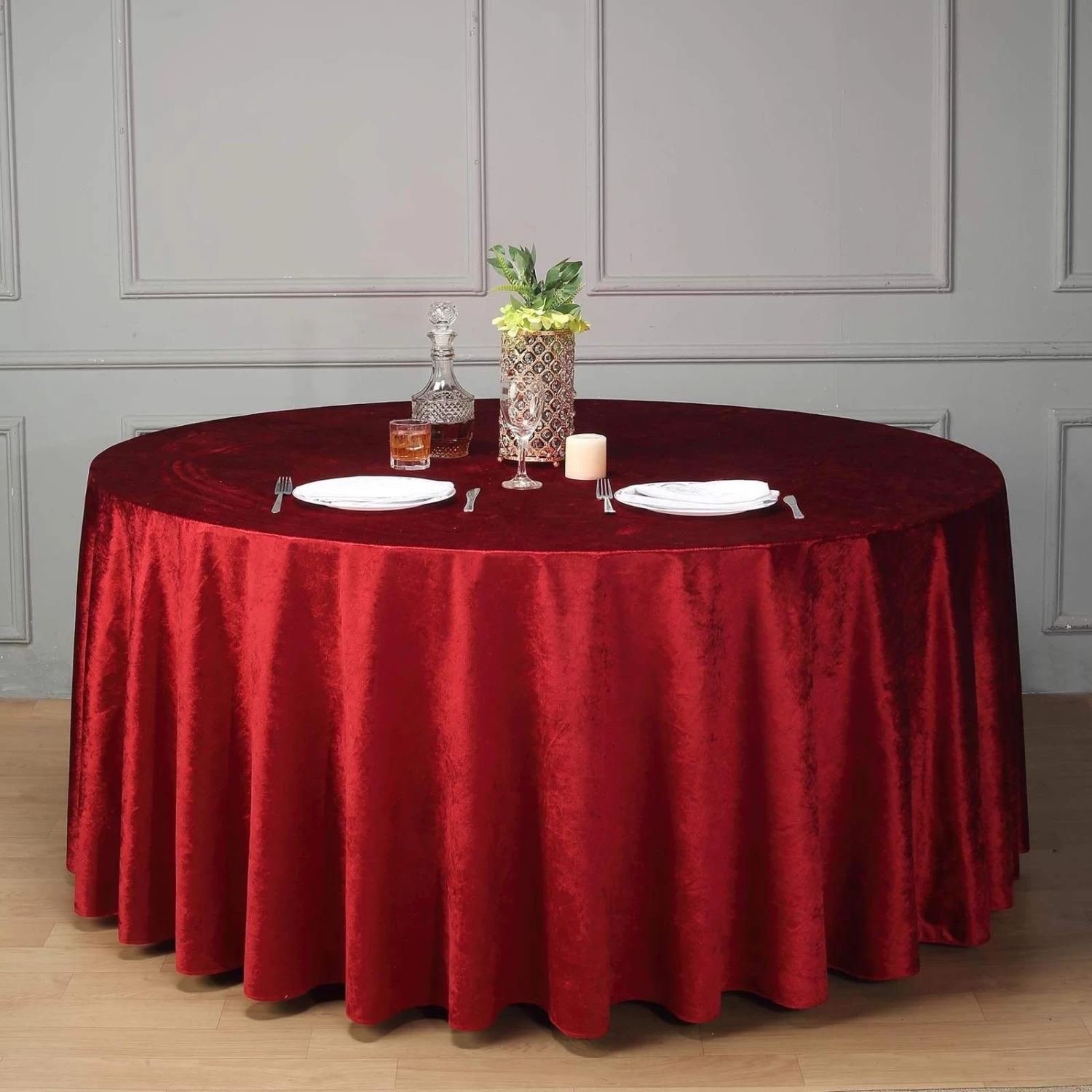 120 In Round Premium Velvet Tablecloth - Image 17