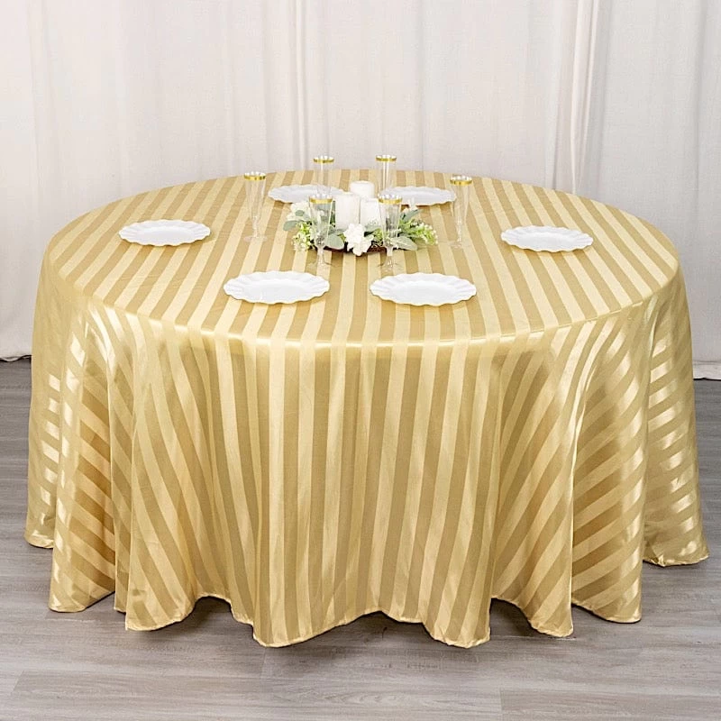 120 In Stripes Satin Round Tablecloth Wedding Party Linens - Image 3