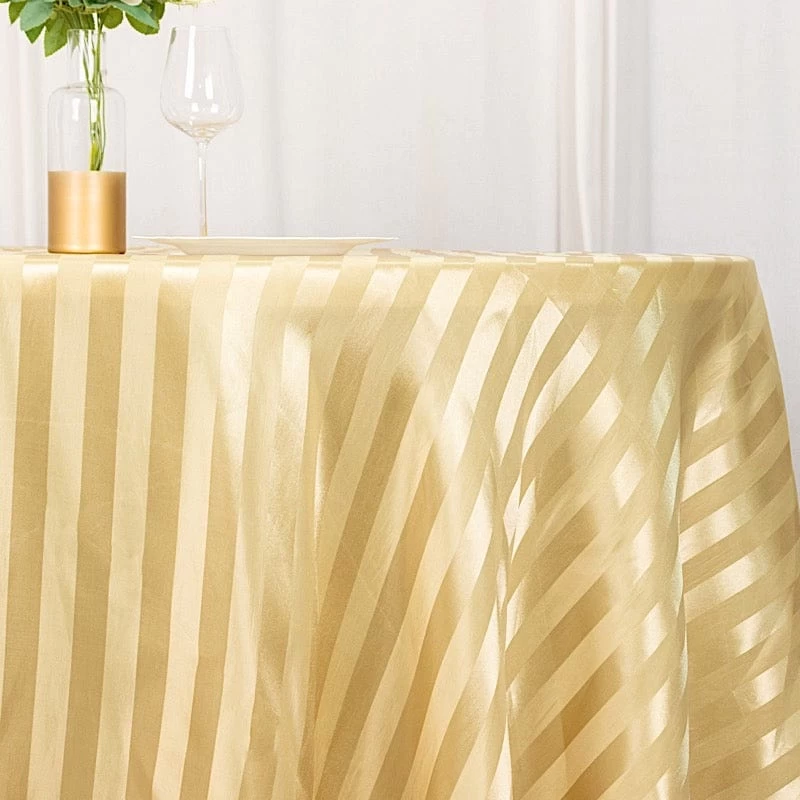 120 In Stripes Satin Round Tablecloth Wedding Party Linens - Image 5