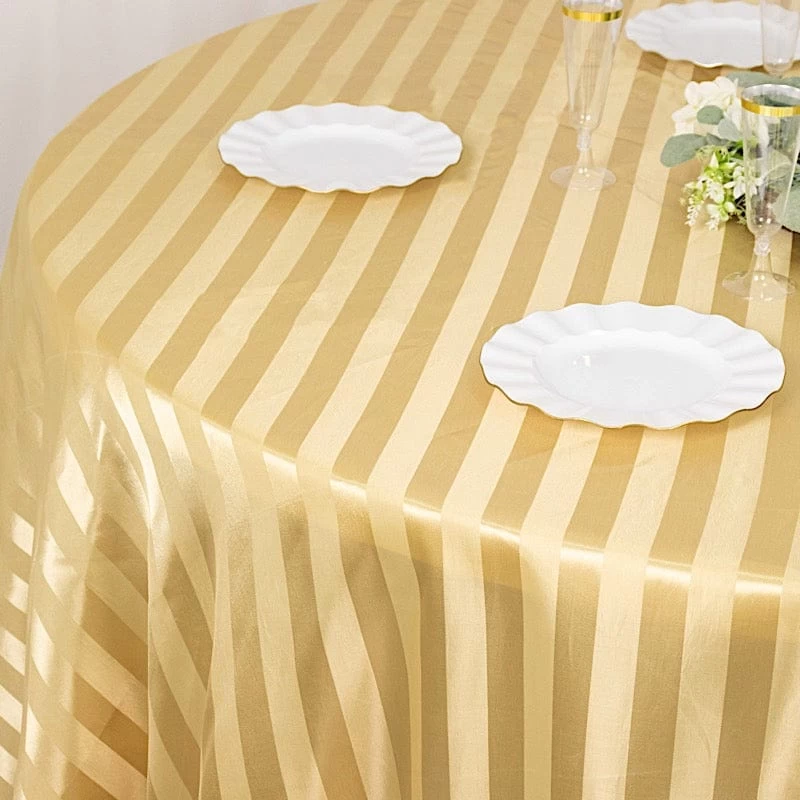 120 In Stripes Satin Round Tablecloth Wedding Party Linens - Image 7