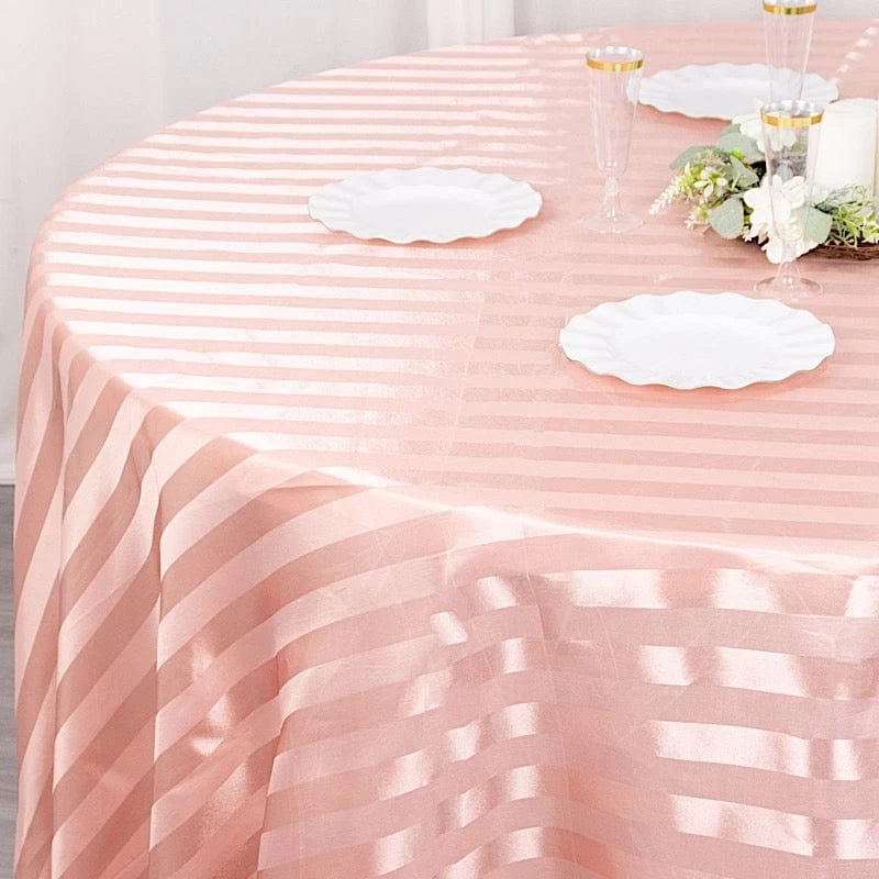 120 In Stripes Satin Round Tablecloth Wedding Party Linens - Image 16