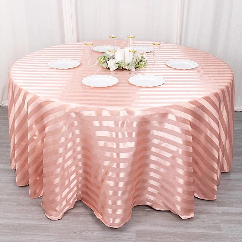 120 In Stripes Satin Round Tablecloth Wedding Party Linens - Image 12
