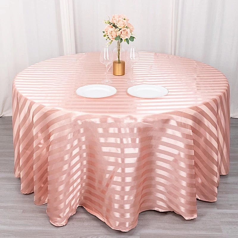 120 In Stripes Satin Round Tablecloth Wedding Party Linens - Image 11