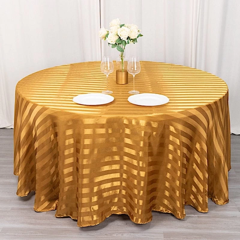 120 In Stripes Satin Round Tablecloth Wedding Party Linens - Image 20