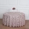 120 In Embroidered Leaves Sequined Sheer Tulle Round Tablecloth