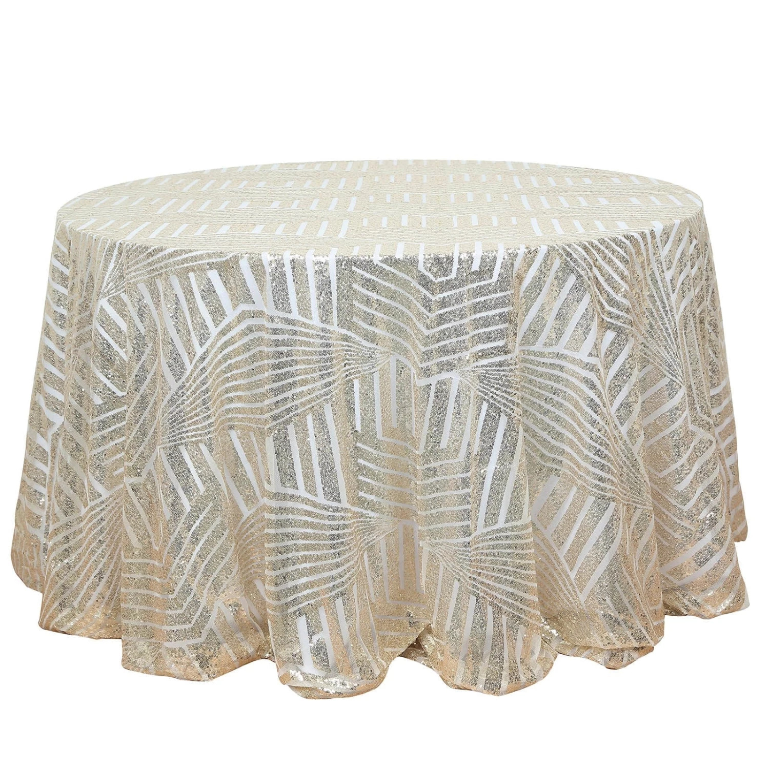 120 In Sequined Geometric Design Tulle Round Tablecloth - Image 12