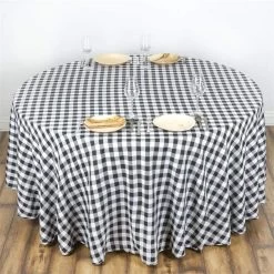 120 Inch Round Gingham Checkered Polyester Round Tablecloth