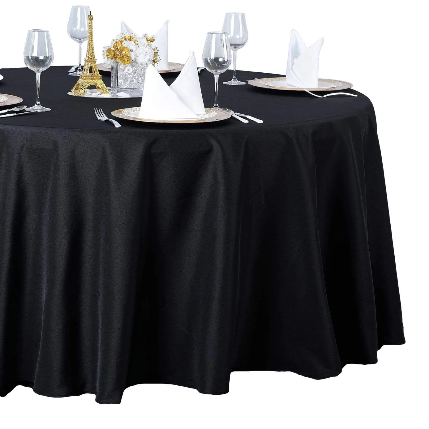 132 In Premium Polyester Round Tablecloth Wedding Party Supplies - Image 4