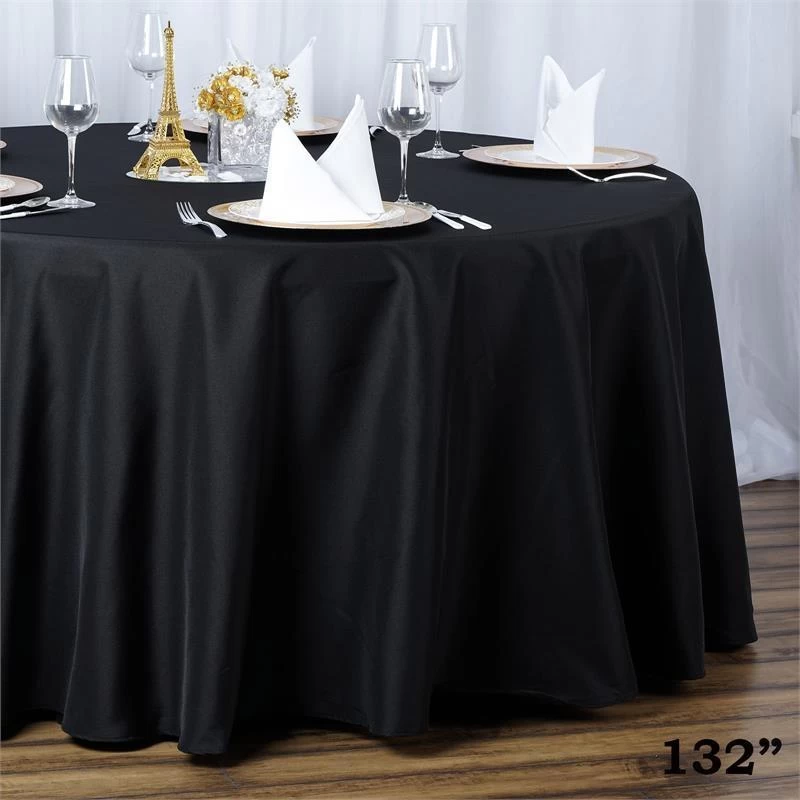 132 In Premium Polyester Round Tablecloth Wedding Party Supplies - Image 5