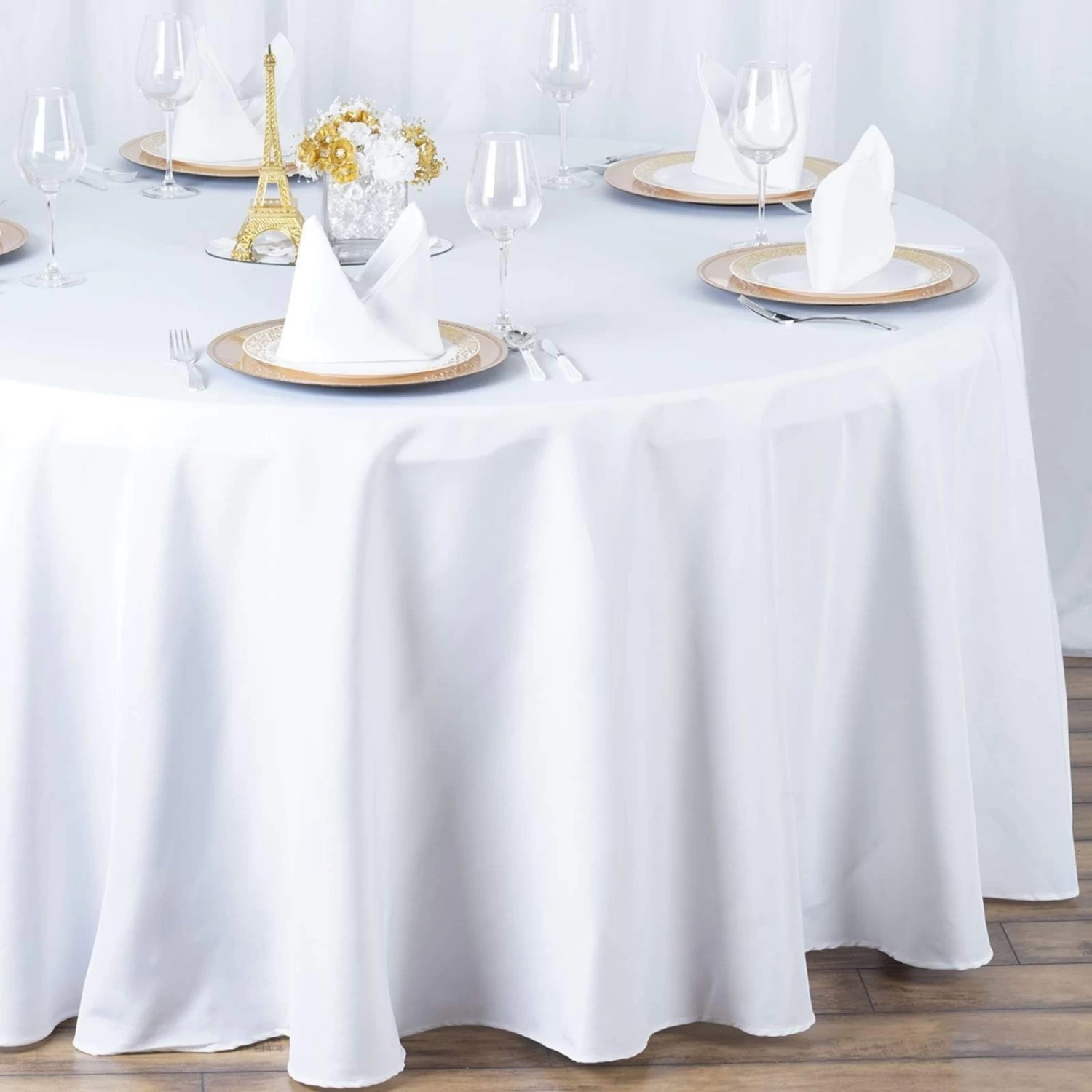 132 In Premium Polyester Round Tablecloth Wedding Party Supplies - Image 18