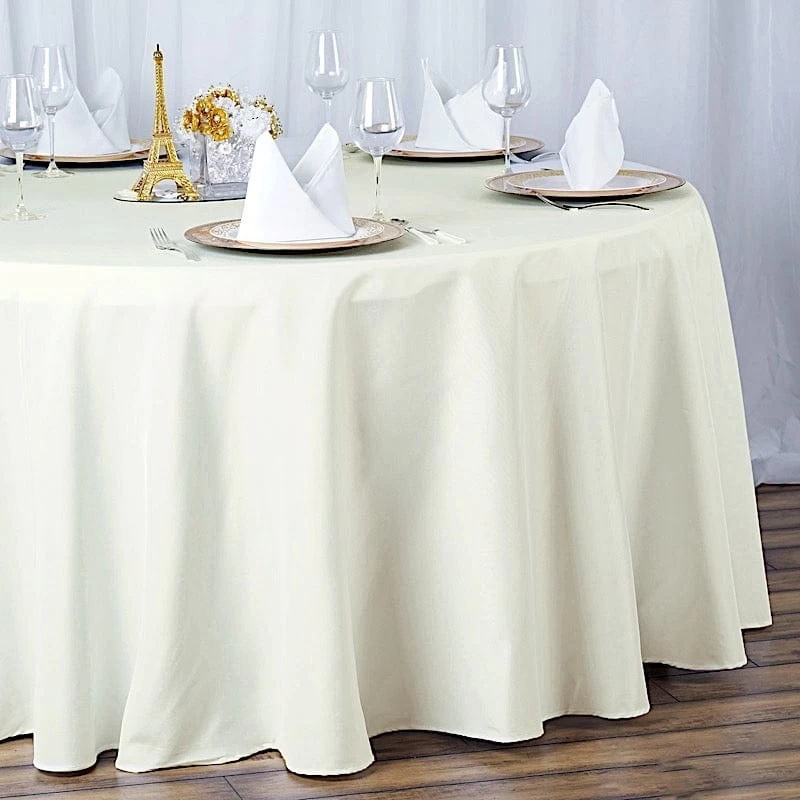 132 In Premium Polyester Round Tablecloth Wedding Party Supplies - Image 8