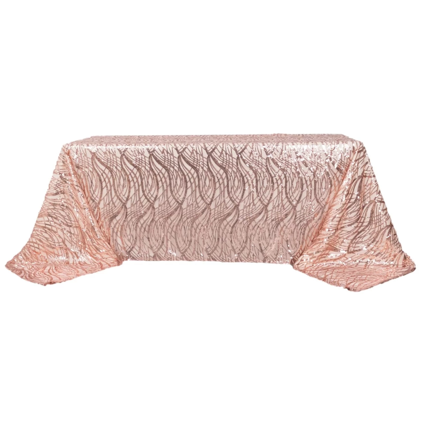 90x156 In Wavy Sequined Mesh Rectangle Tablecloth - Image 10