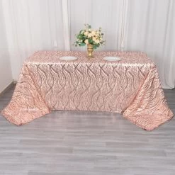 90x156 In Wavy Sequined Mesh Rectangle Tablecloth