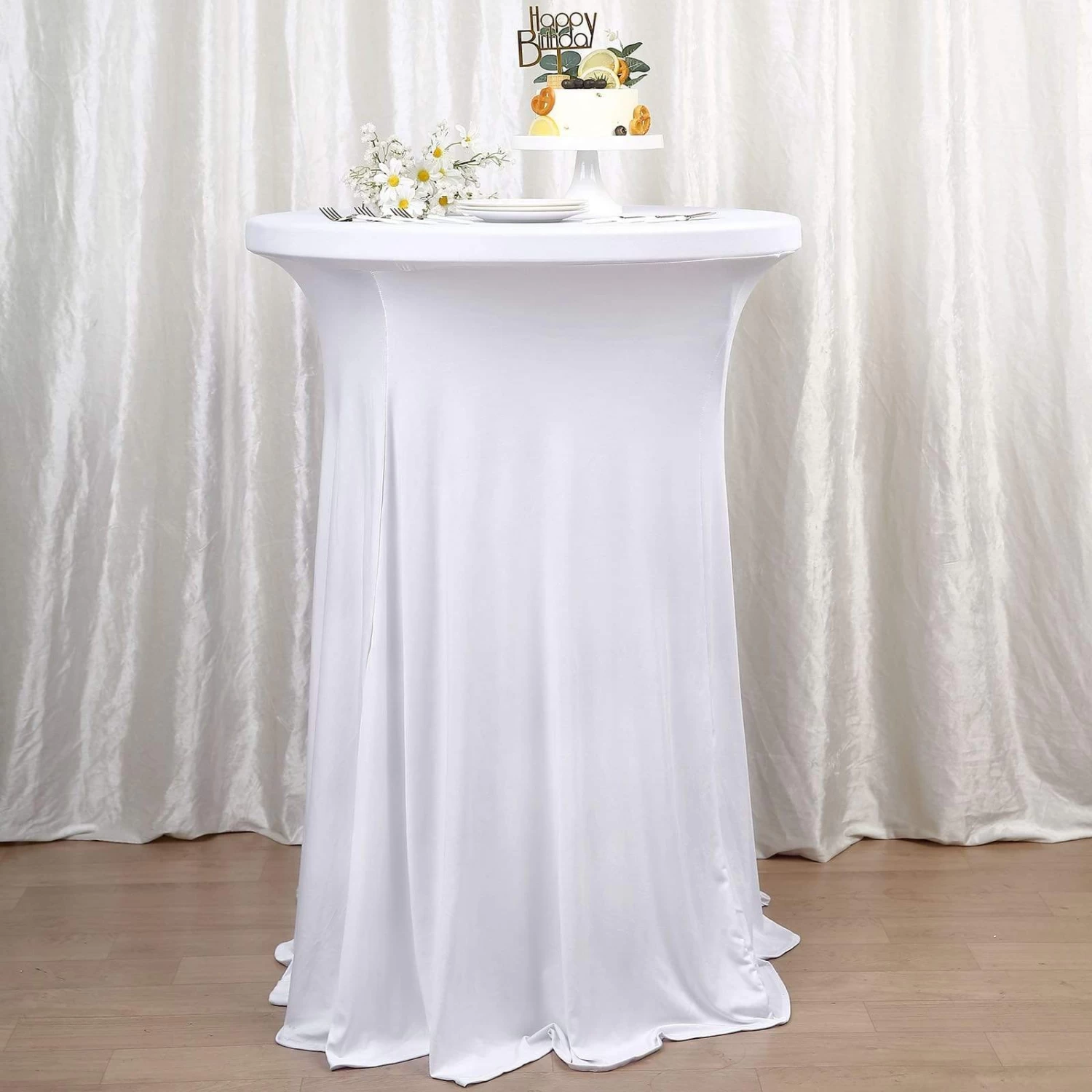 Cocktail Table Cover Natural Wavy Drapes Spandex Tablecloth - Image 13
