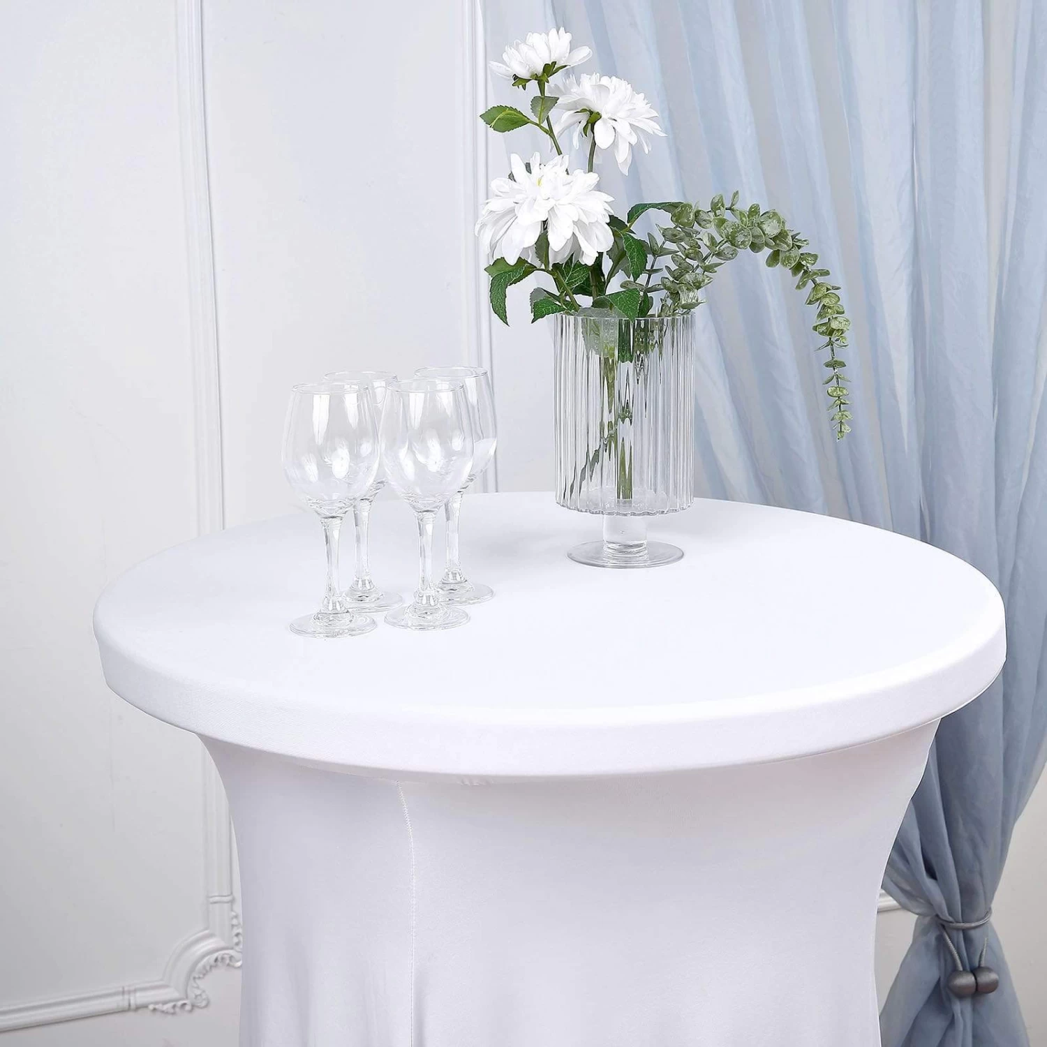 Cocktail Table Cover Natural Wavy Drapes Spandex Tablecloth - Image 20