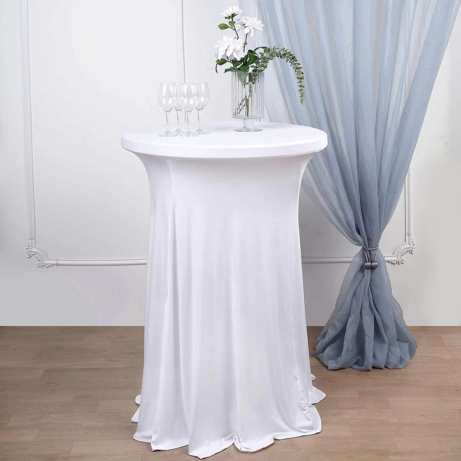 Cocktail Table Cover Natural Wavy Drapes Spandex Tablecloth - Image 11
