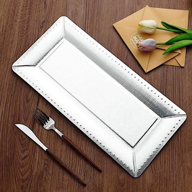 10 Rectangular Paper 16 In Long Serving Trays With Beaded Rim Design - Image 2