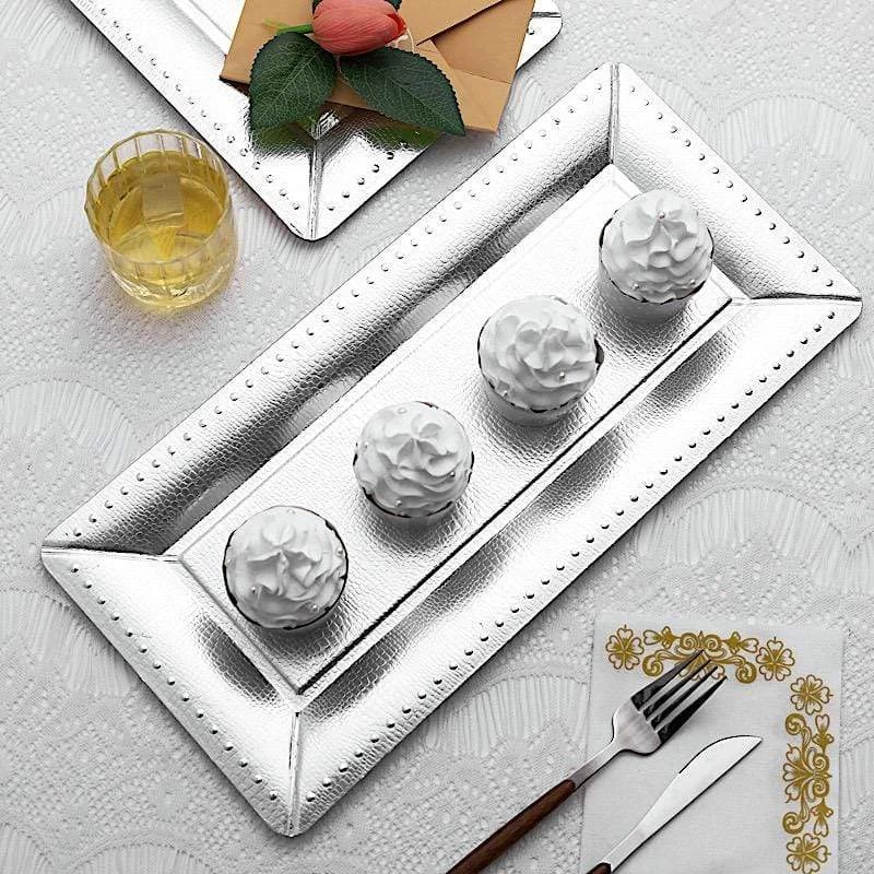 10 Rectangular Paper 16 In Long Serving Trays With Beaded Rim Design - Image 3