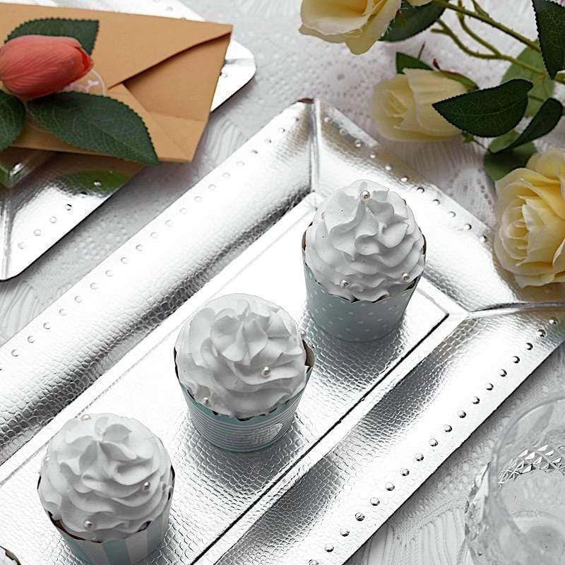 10 Rectangular Paper 16 In Long Serving Trays With Beaded Rim Design - Image 4