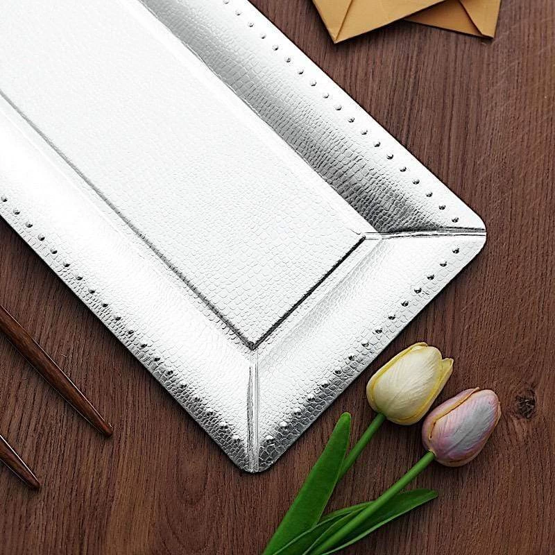 10 Rectangular Paper 16 In Long Serving Trays With Beaded Rim Design - Image 5