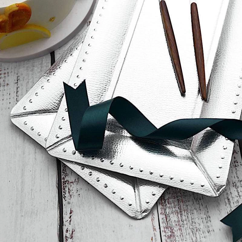 10 Rectangular Paper 16 In Long Serving Trays With Beaded Rim Design - Image 6