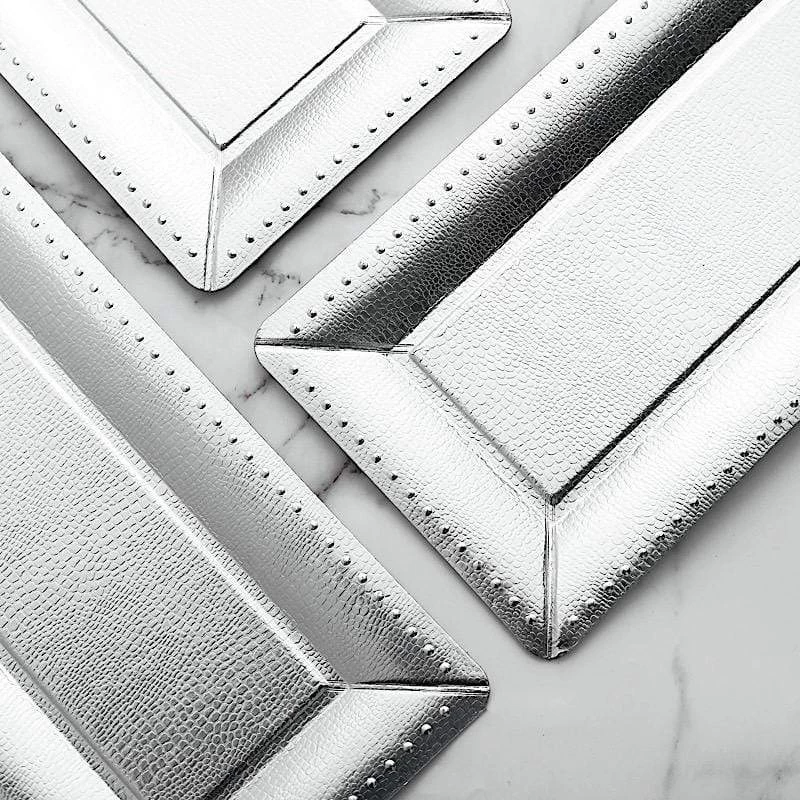 10 Rectangular Paper 16 In Long Serving Trays With Beaded Rim Design - Image 7