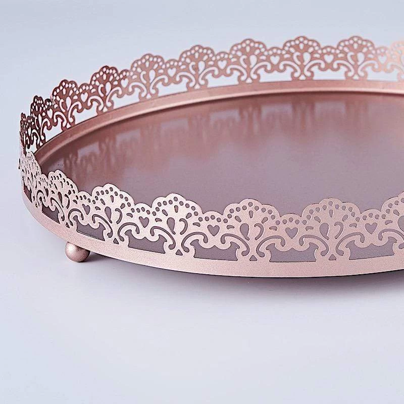 12 In Round Serving Trays With Decorative Embossed Rim - Image 6