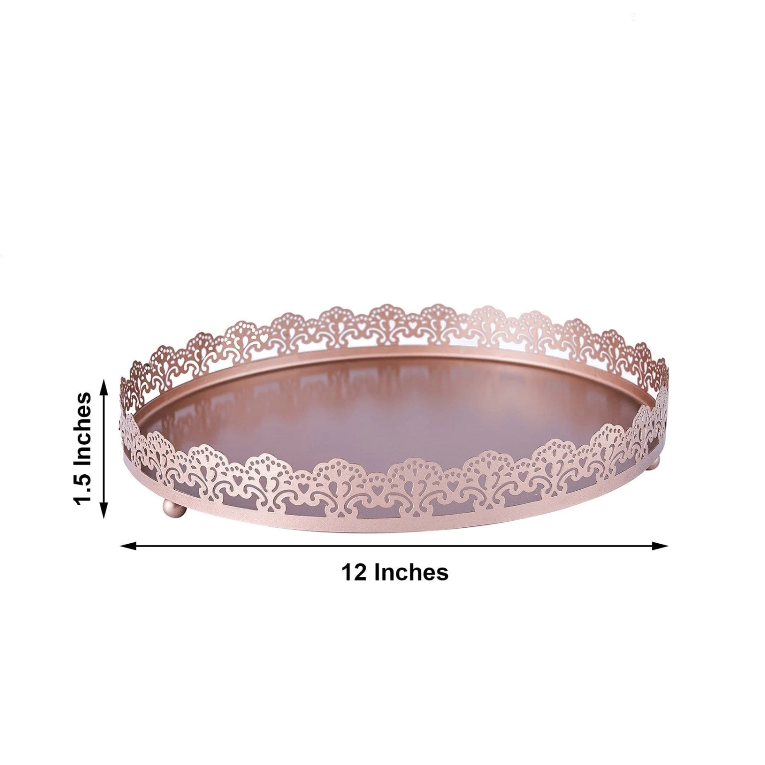 12 In Round Serving Trays With Decorative Embossed Rim - Image 7