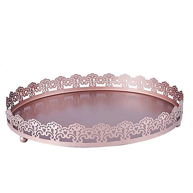 12 In Round Serving Trays With Decorative Embossed Rim - Image 8