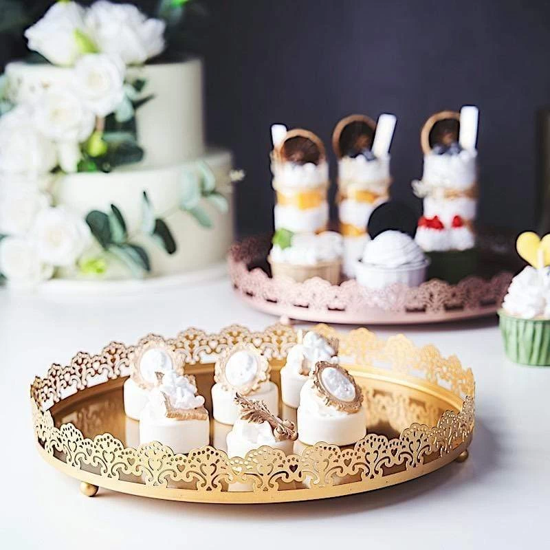 12 In Round Serving Trays With Decorative Embossed Rim - Image 10